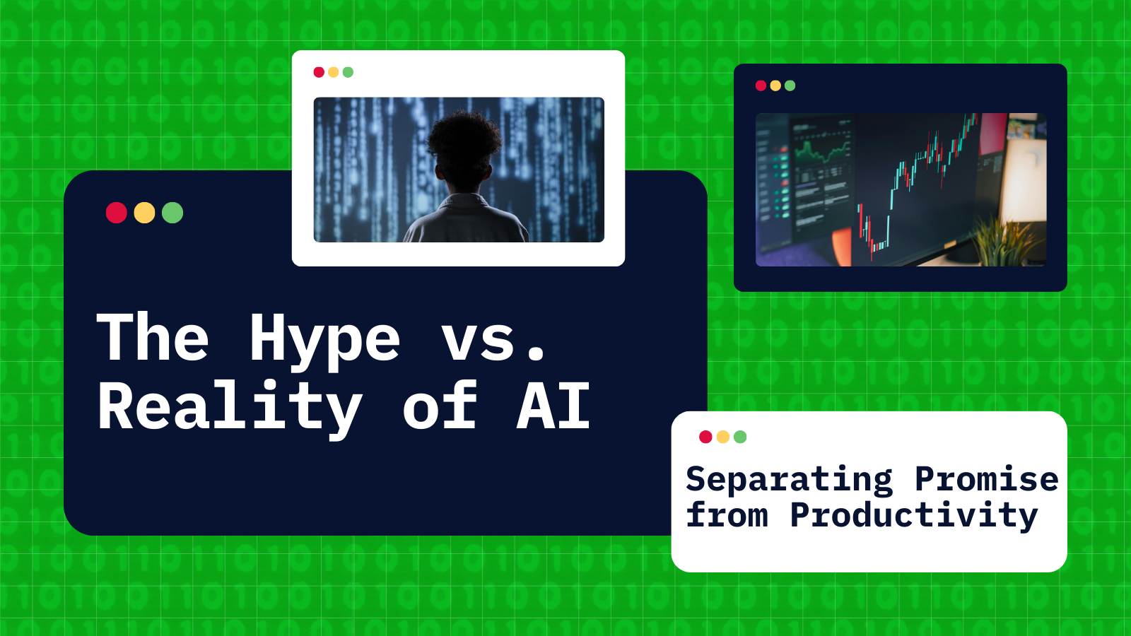 A brain icon split between a glowing, hyped side and a realistic, gear-driven side.