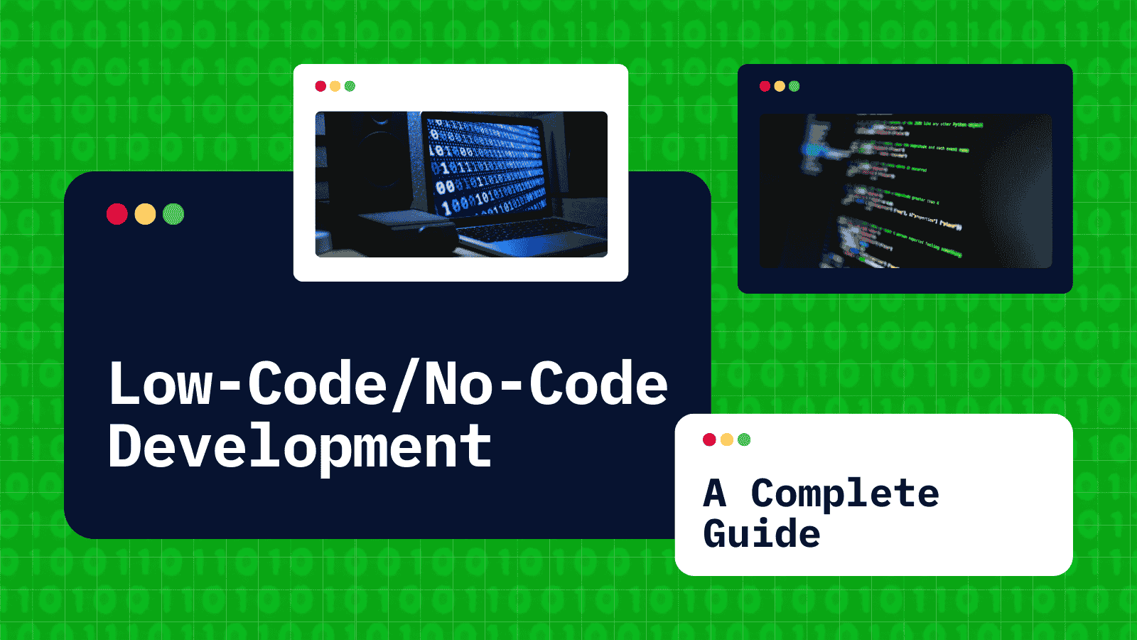 Illustration of drag-and-drop components for low-code no-code development.